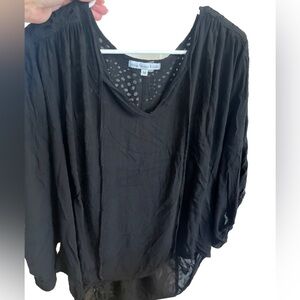 Young Fabulous & Broke Poet Black Eyelet Detailed Top Size Medium